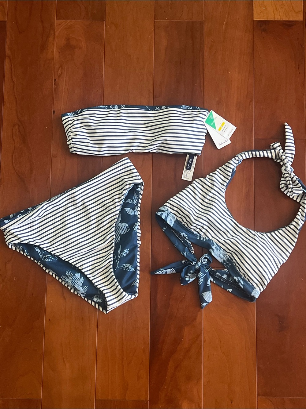 Splendid Navy & White Reversible Bandeau Top